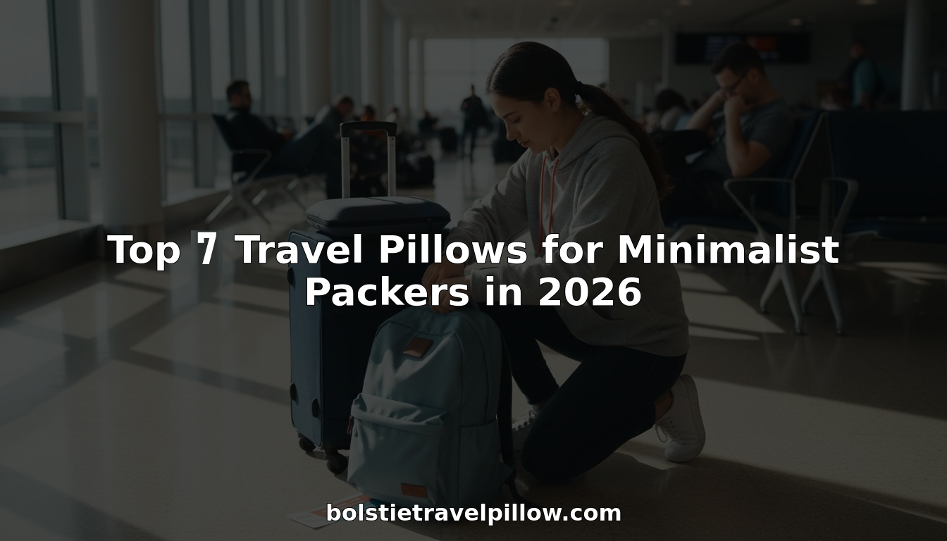 Minimalist packer with travel pillow at airport gate