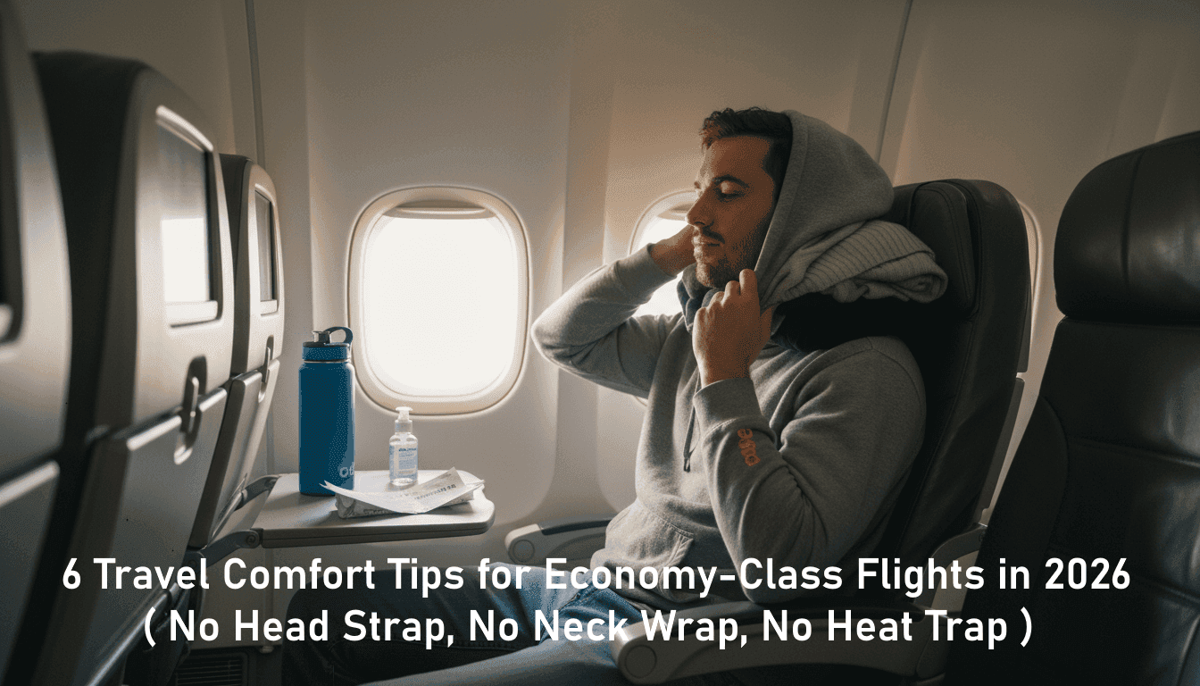 Passenger adjusting pillow for economy flight comfort