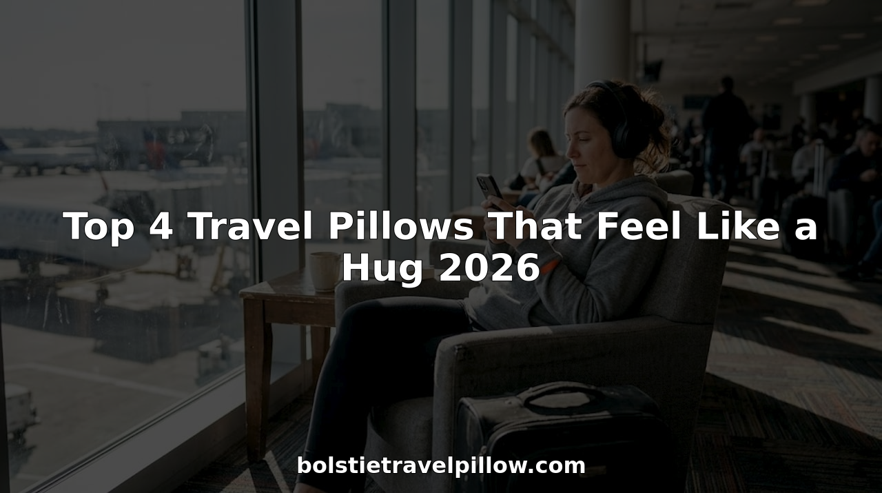 Traveler using neck pillow in airport lounge