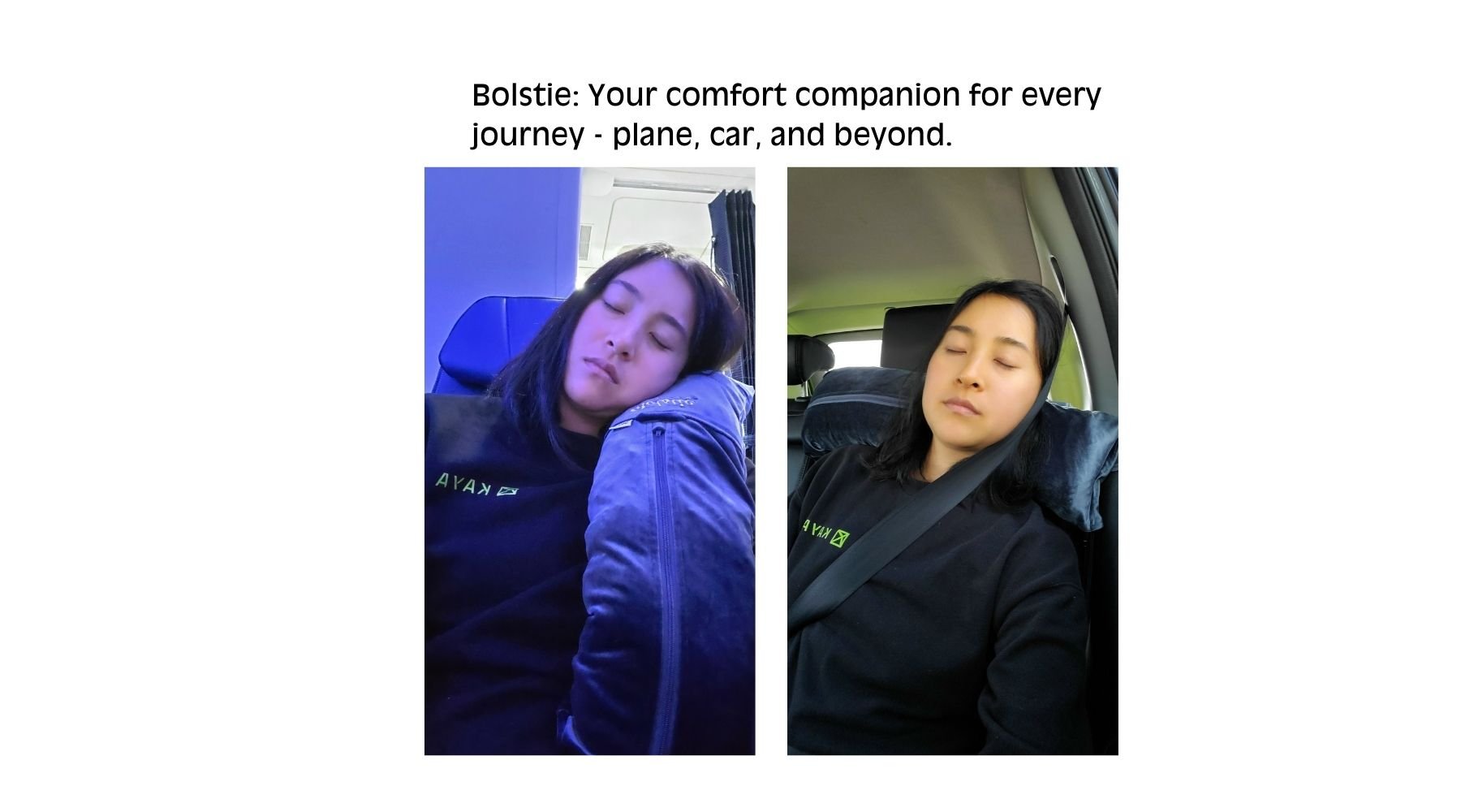 Traveler hugging travel pillow across chest instead of wrapping around neck