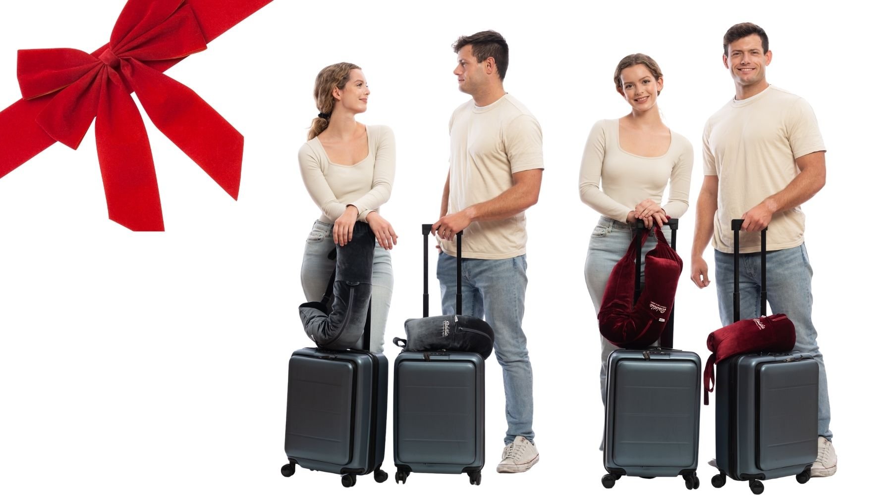 Economy class travel pillow supporting body diagonally and behind lower back