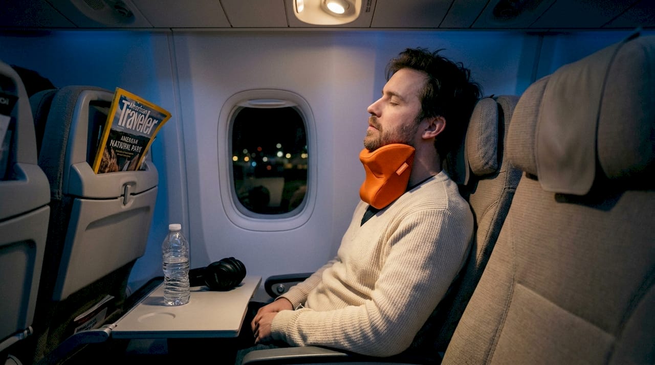 How to stop your head from falling forward on a plane - BOLSTIE TRAVEL PILLOW