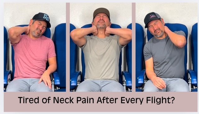 Travel pillow for neck pain supporting head and chest together on airplane