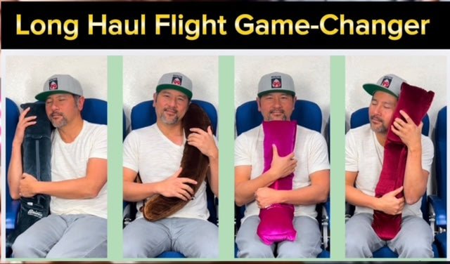 Travel pillow for long haul flights supporting head and chest together