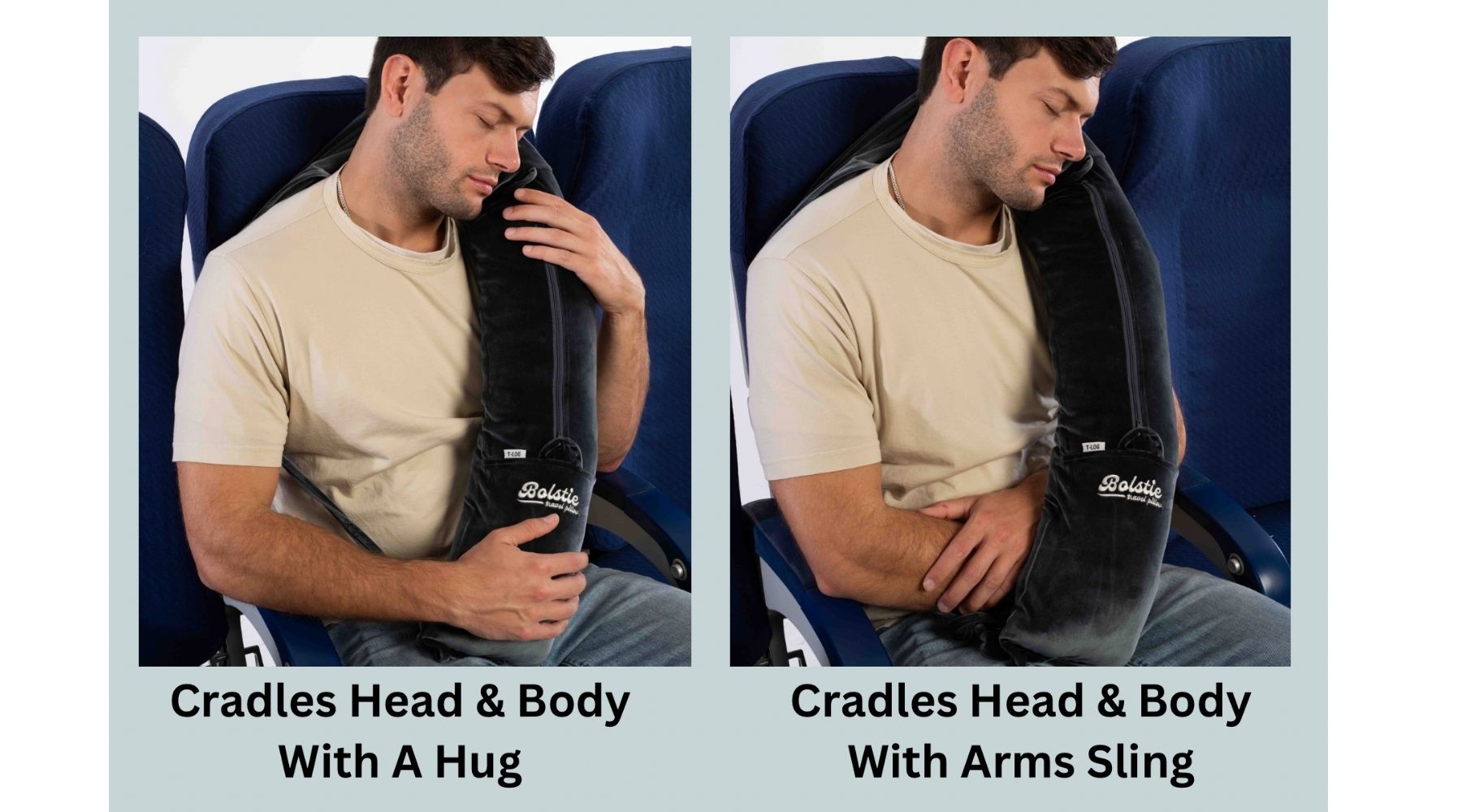 Travel pillow preventing head bobbing during overnight flight