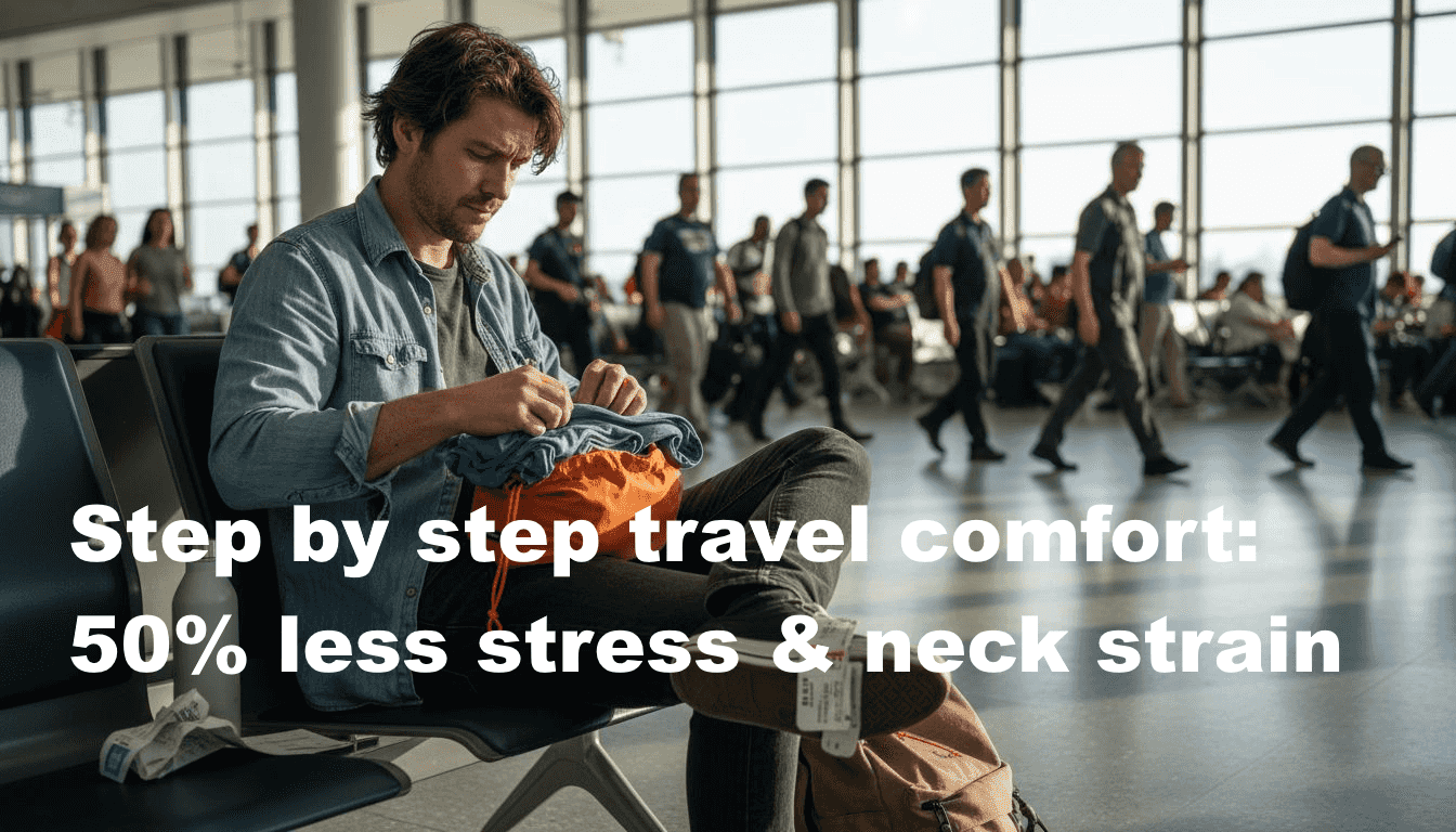 Step by step travel comfort: 50% less stress & neck strain - BOLSTIE TRAVEL PILLOW
