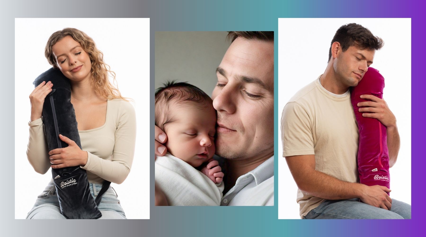 Family using travel pillow that fits inside personal item bag
