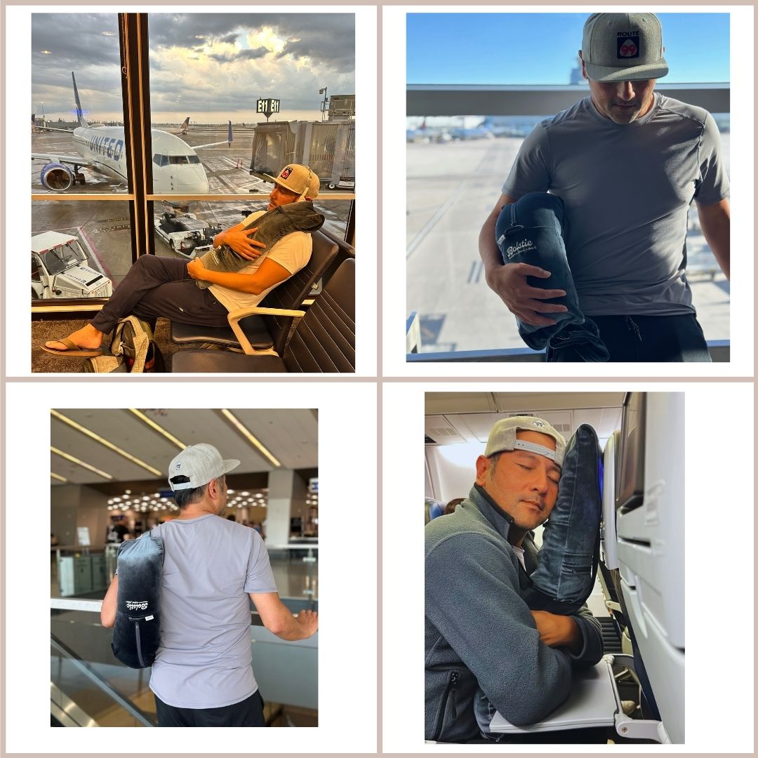 Travel pillow gift for dad supporting head and chest on long flight