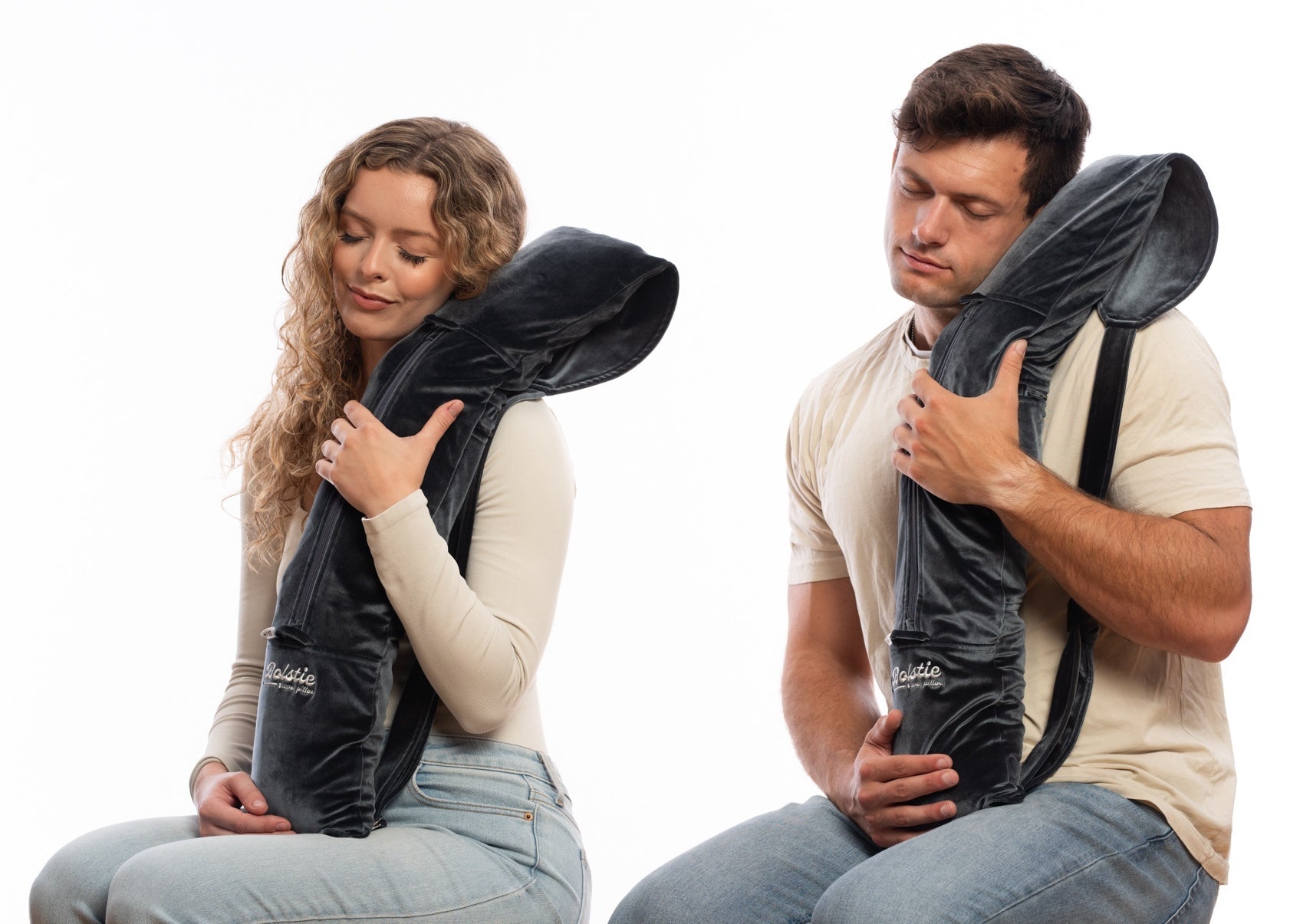 Travel pillow for economy class supporting jaw and torso for stable upright sleep
