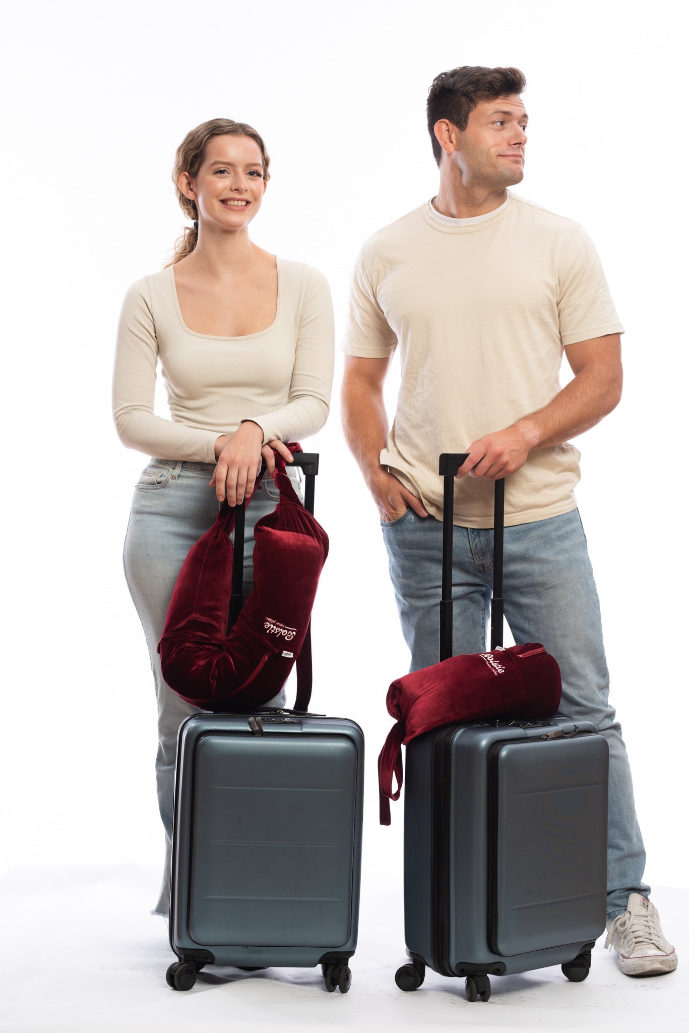 Glamour Burgundy Bolstie Body Travel Pillow | T - Log size - BOLSTIE TRAVEL PILLOW