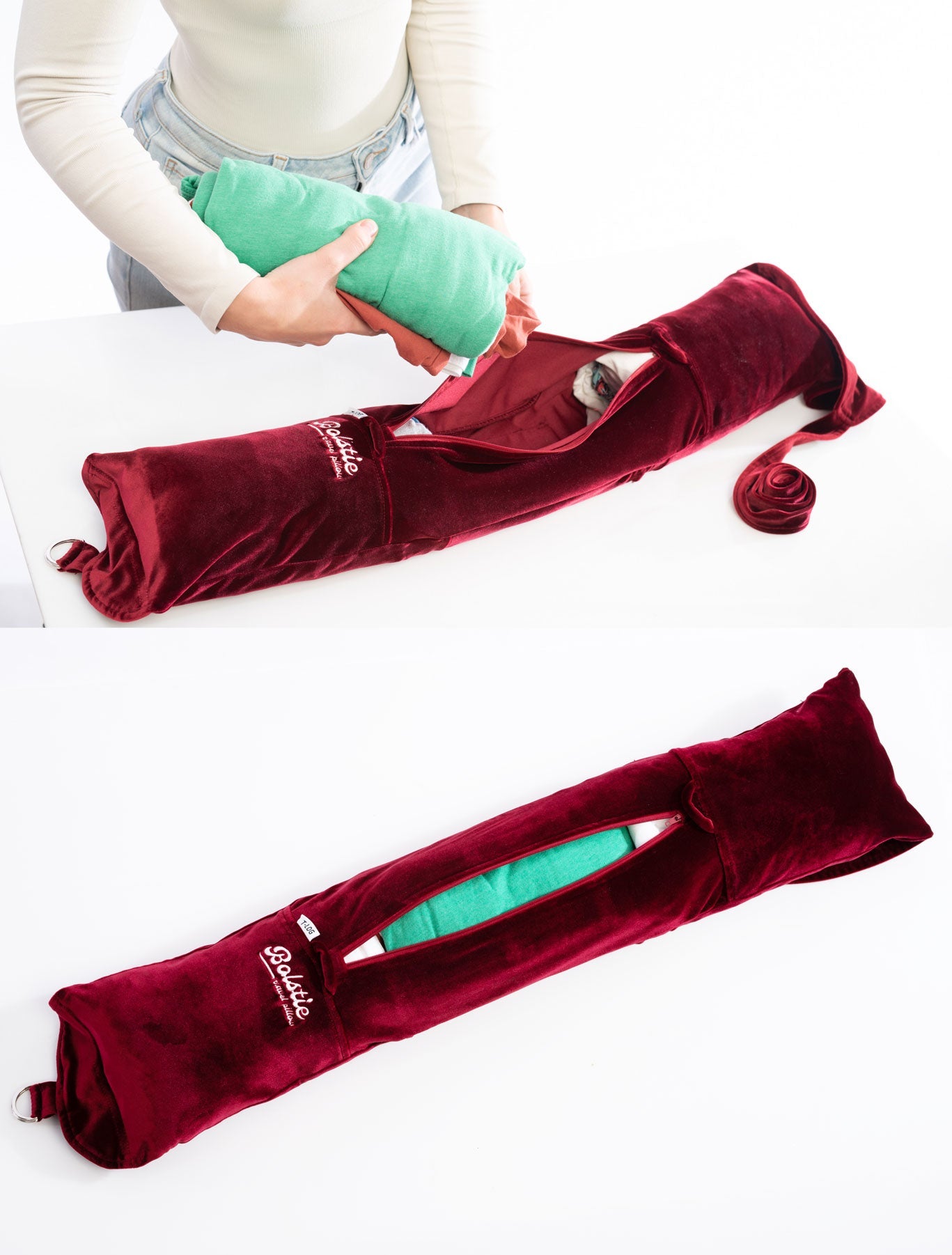 Glamour Burgundy Bolstie Body Travel Pillow | T - Log size - BOLSTIE TRAVEL PILLOW