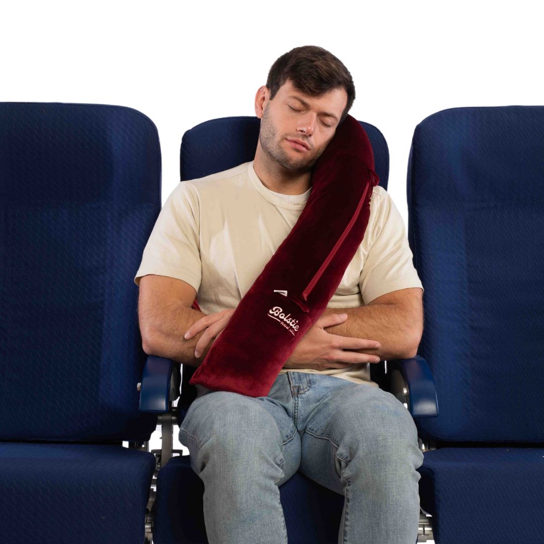 Glamour Burgundy Bolstie Body Travel Pillow | T - Log size - BOLSTIE TRAVEL PILLOW