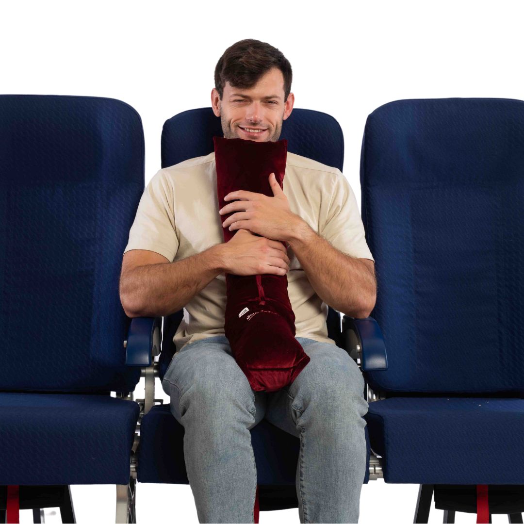 Glamour Burgundy Bolstie Body Travel Pillow | T - Log size - BOLSTIE TRAVEL PILLOW