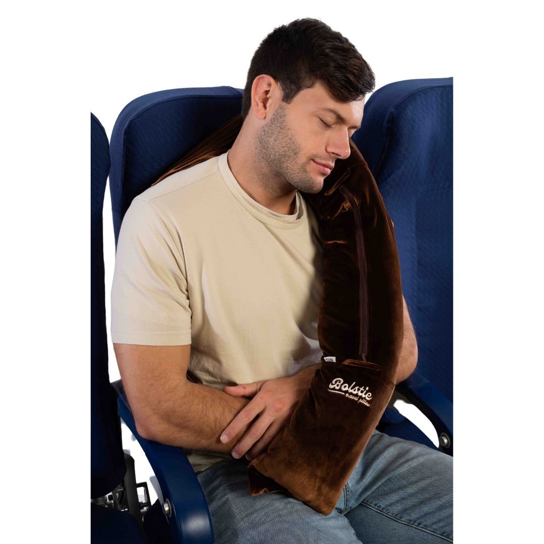 Nespresso Brown Bolstie Body Travel Pillow | T - Log size - BOLSTIE TRAVEL PILLOW