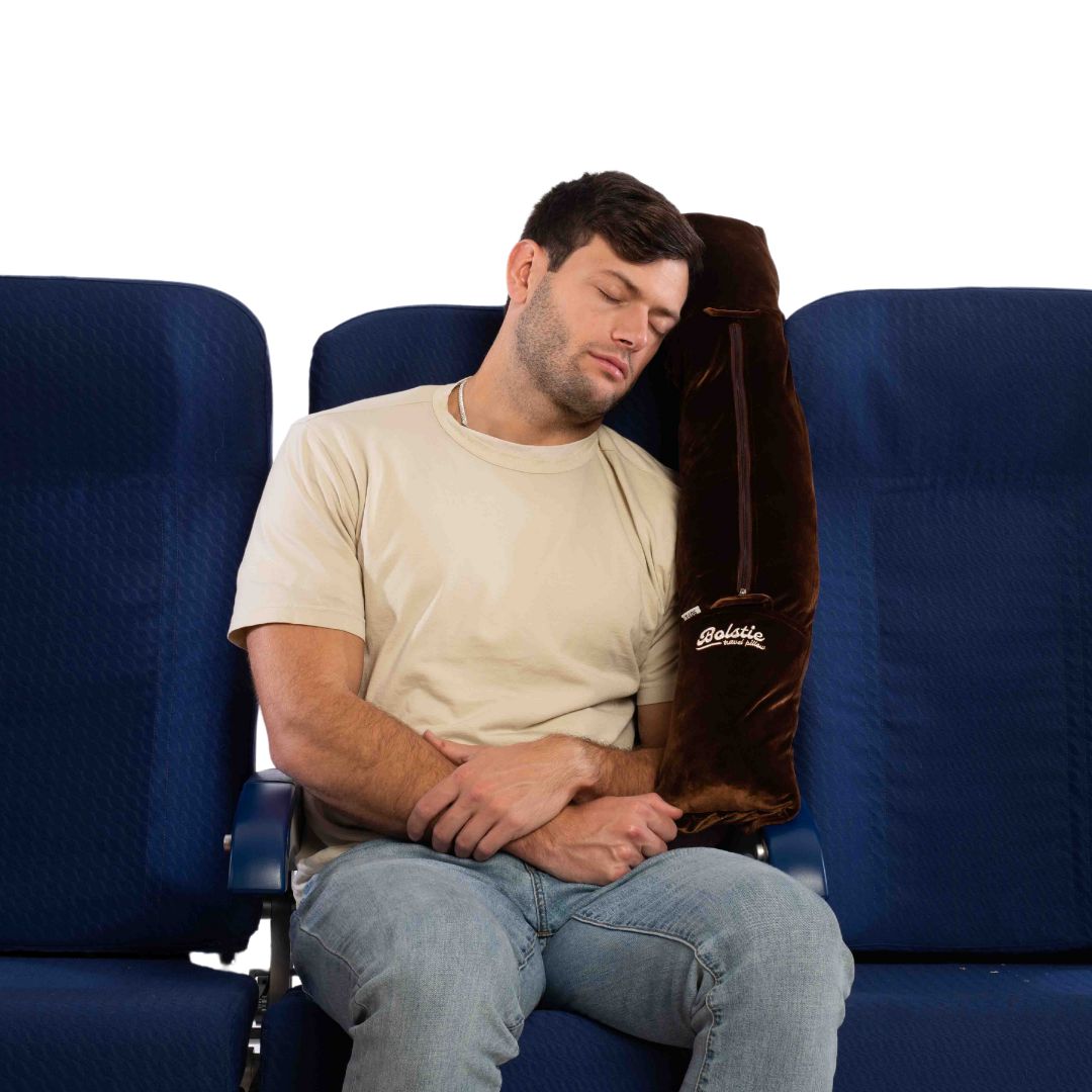 Nespresso Brown Bolstie Body Travel Pillow | T - Log size - BOLSTIE TRAVEL PILLOW