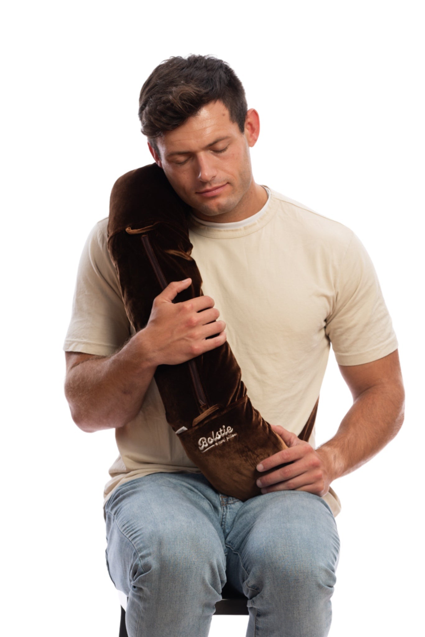 Nespresso Brown Bolstie Body Travel Pillow | T - Log size - BOLSTIE TRAVEL PILLOW